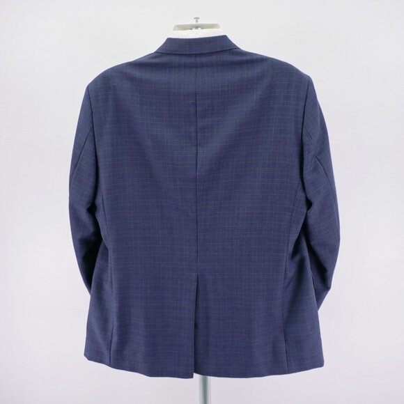 Oak Creek Worsted Wool Blue Yellow Plaid Check 2 Button‎ Sport Coat / Blazer 44L - Picture 6 of 12